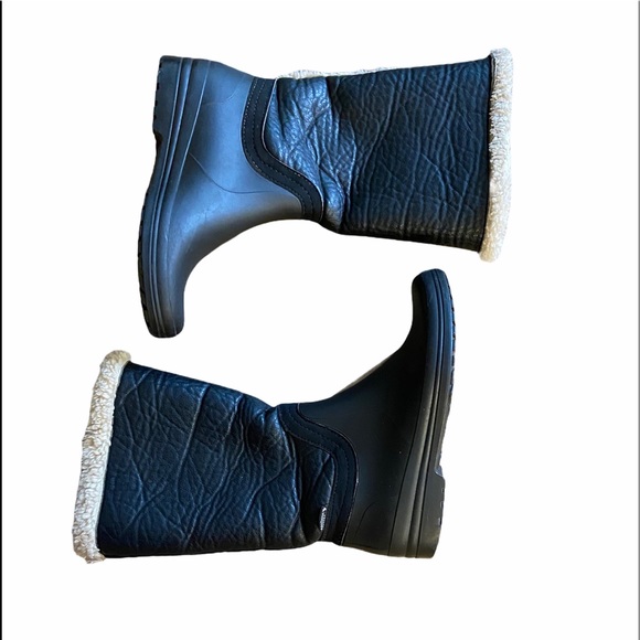 Faux Fur Lining Winter Mid Claves warm Boots. Black Leather Size 37 GUC - Picture 9 of 9